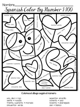 Spanish Color By Number Los Numeros 1 100 By Stacy 39 s Place TpT