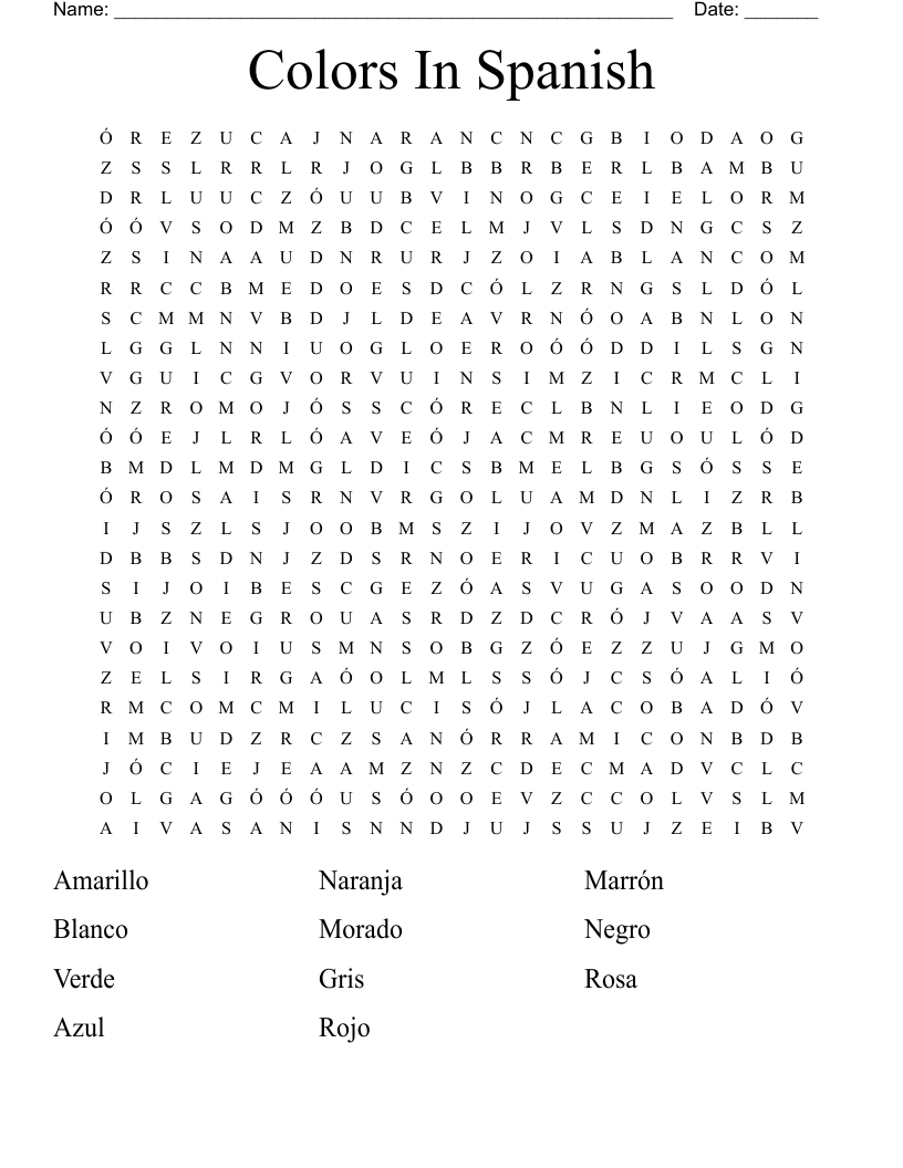 Spanish Word Searches Printable