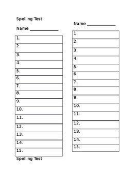 Spelling Test Template 15 Words By Miss Annie Always TPT
