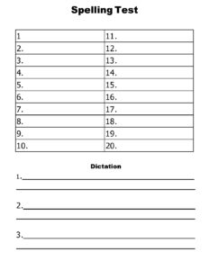Spelling Test Template 15 Words Free Printable Fillable Form 2024