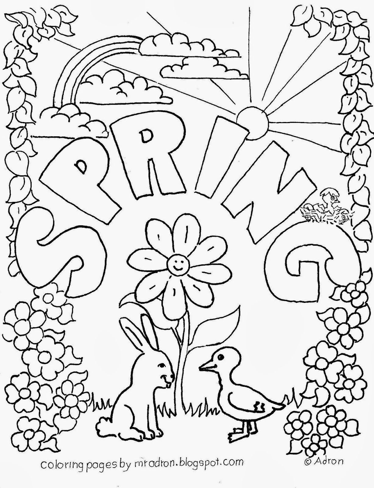 Spring Coloring Sheets For Adults Spring Coloring Page Spring 