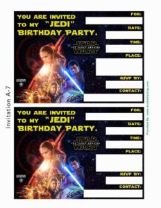 Star Wars Birthday Invitation Template Free Printable Templates