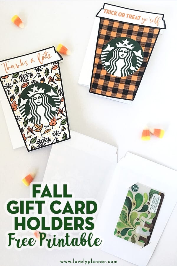Starbucks Fall Gift Card Holder Thanks A Latte Fall Free Printable 
