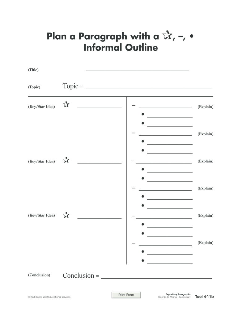 Step Up To Writing Informational Outline Fill Online Printable 