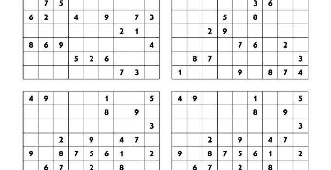 Free Printable Sudoku 4 Per Page