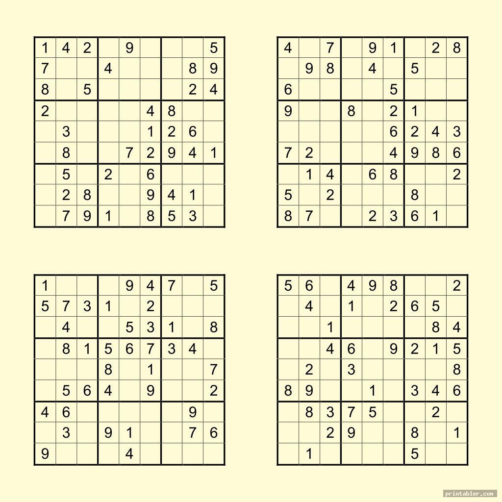 Sudoku Printable Puzzles 4 Per Page Templates Online