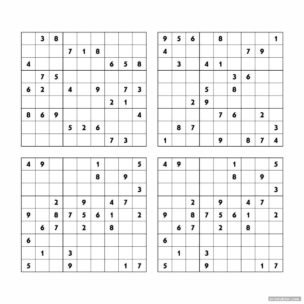 Sudoku Printable Puzzles 4 Per Page