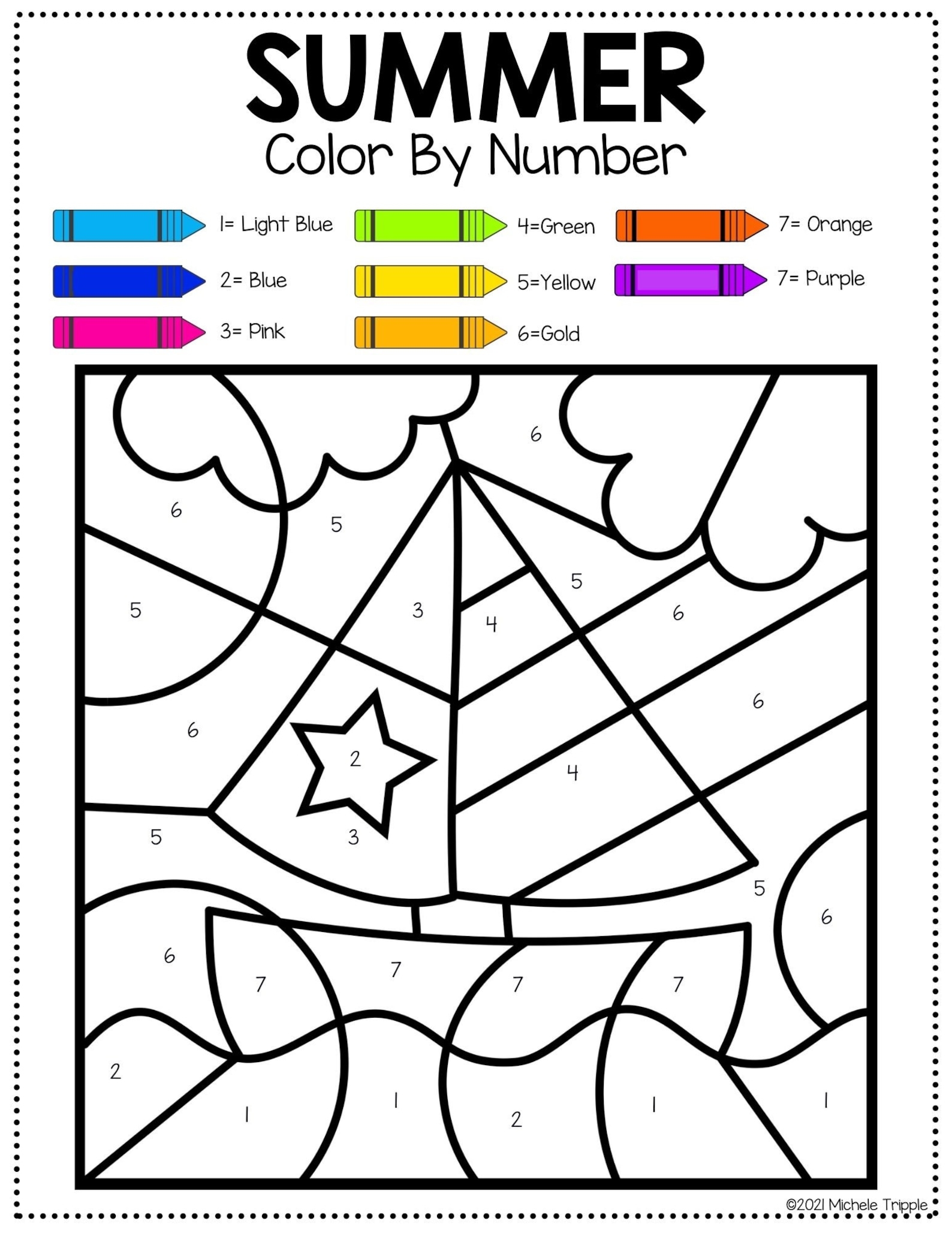 Summer Color By Number Printables