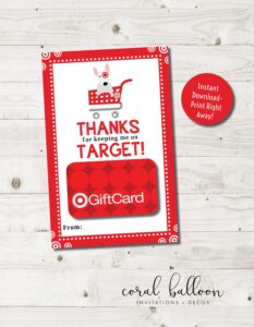 Target Gift Card Holder Teacher Appreciation Gift Printable Etsy