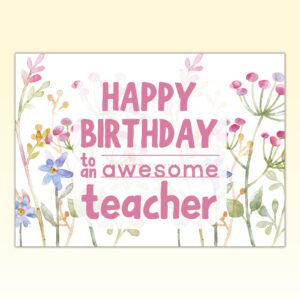 Teacher Birthday Card Printable Happy Birthday Notecard For Teacher
