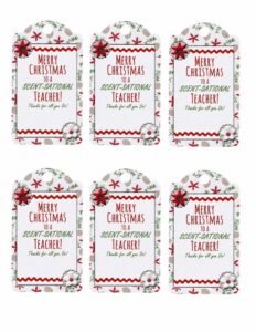 Teacher Christmas Gift Tags Printable