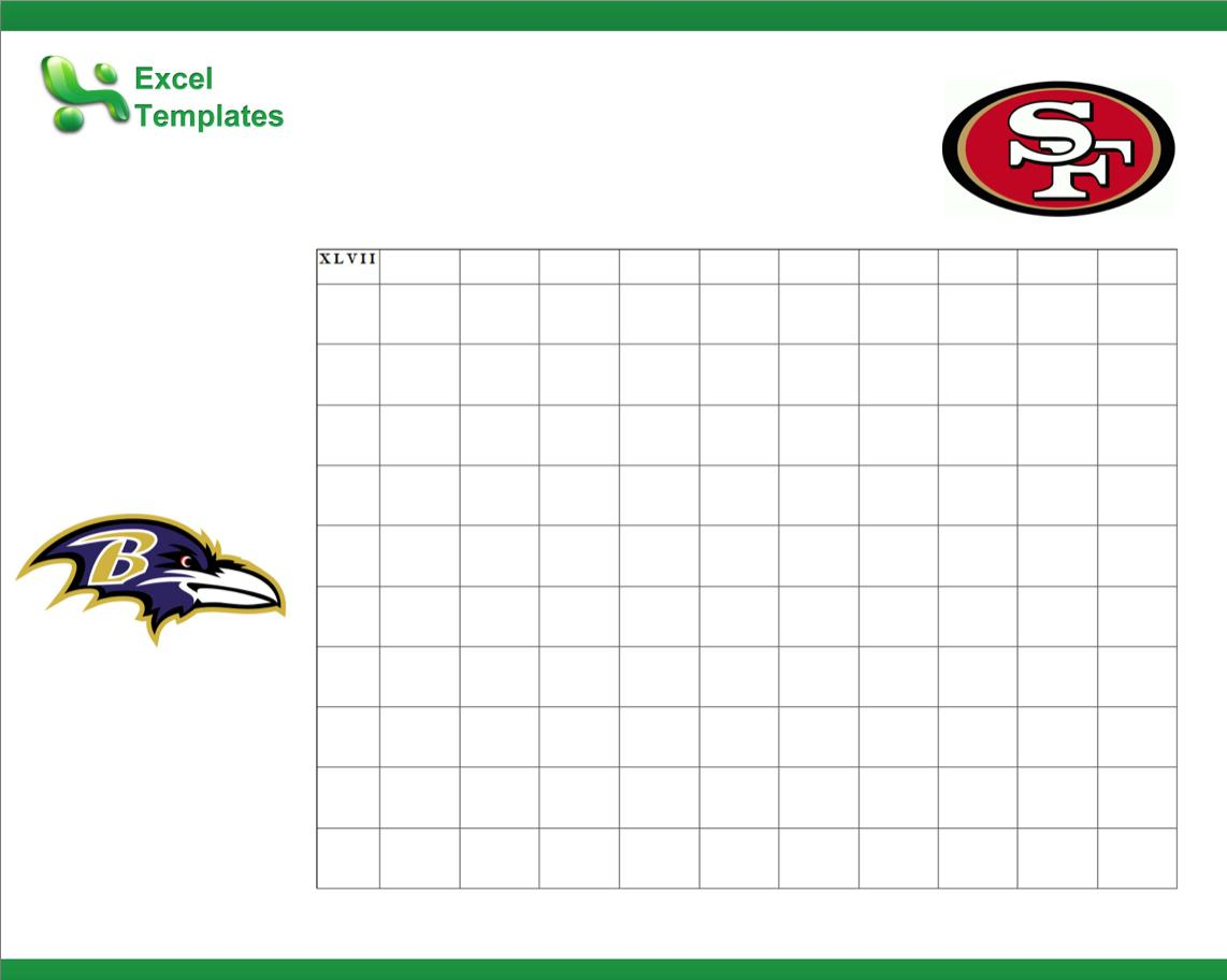 Template Blank Free Printable Football Squares 100