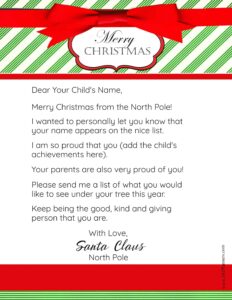 Template Letter From Santa Printable Printable Templates
