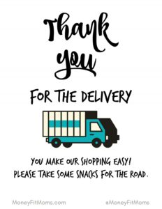 Thank You Delivery Drivers Sign Free Printable