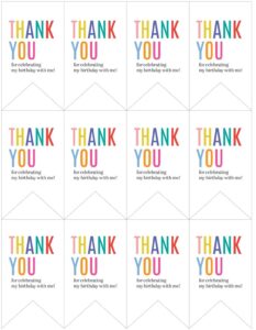 Thank You Party Tag Instant Download Printable Gift Tag Party Favor Tag