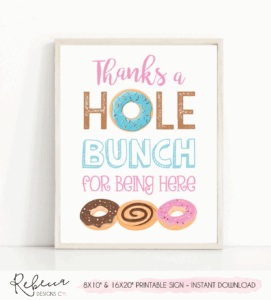 Thanks A Hole Bunch For Being Here Donut Sign Printable Donut Themed