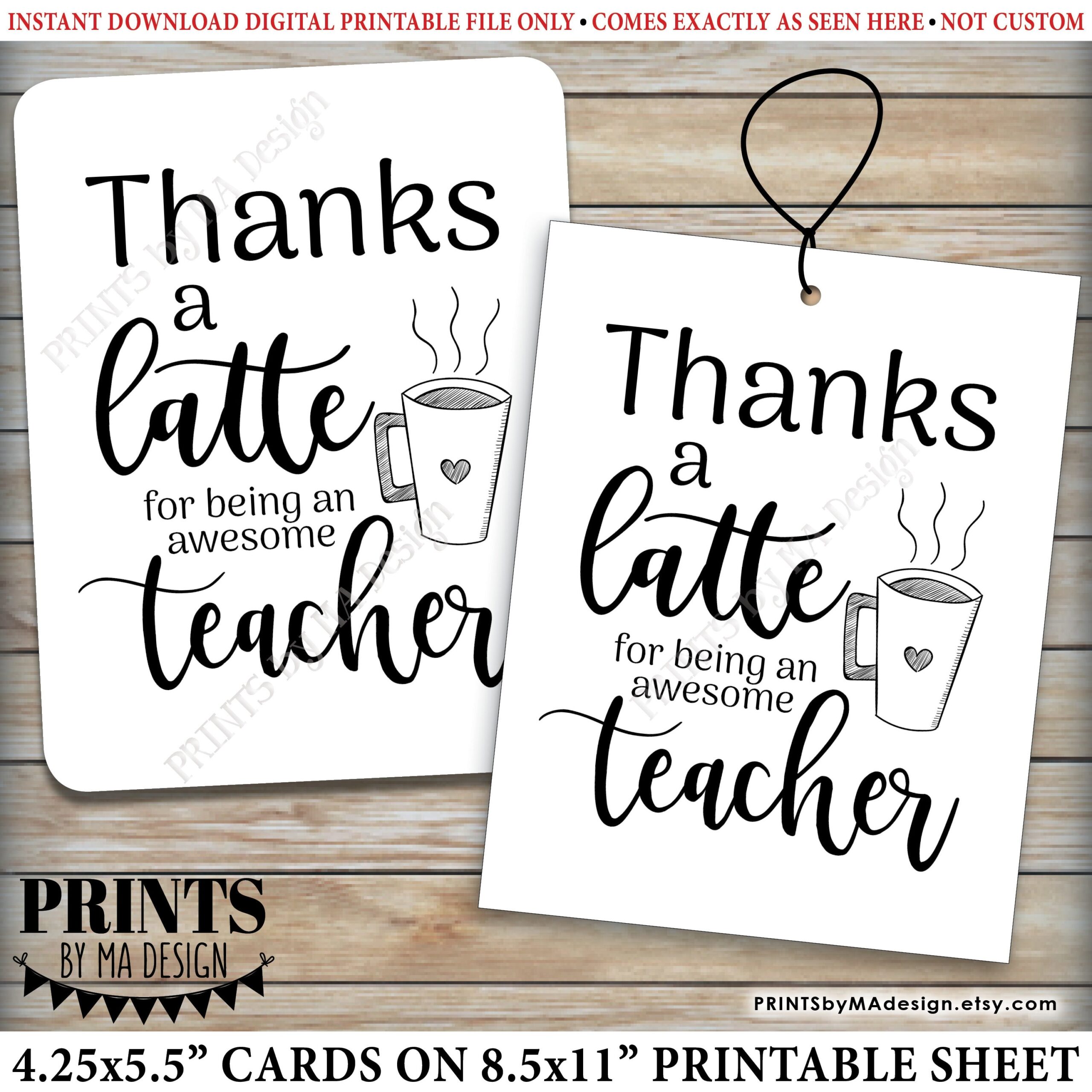 Thanks A Latte Teacher Free Printable