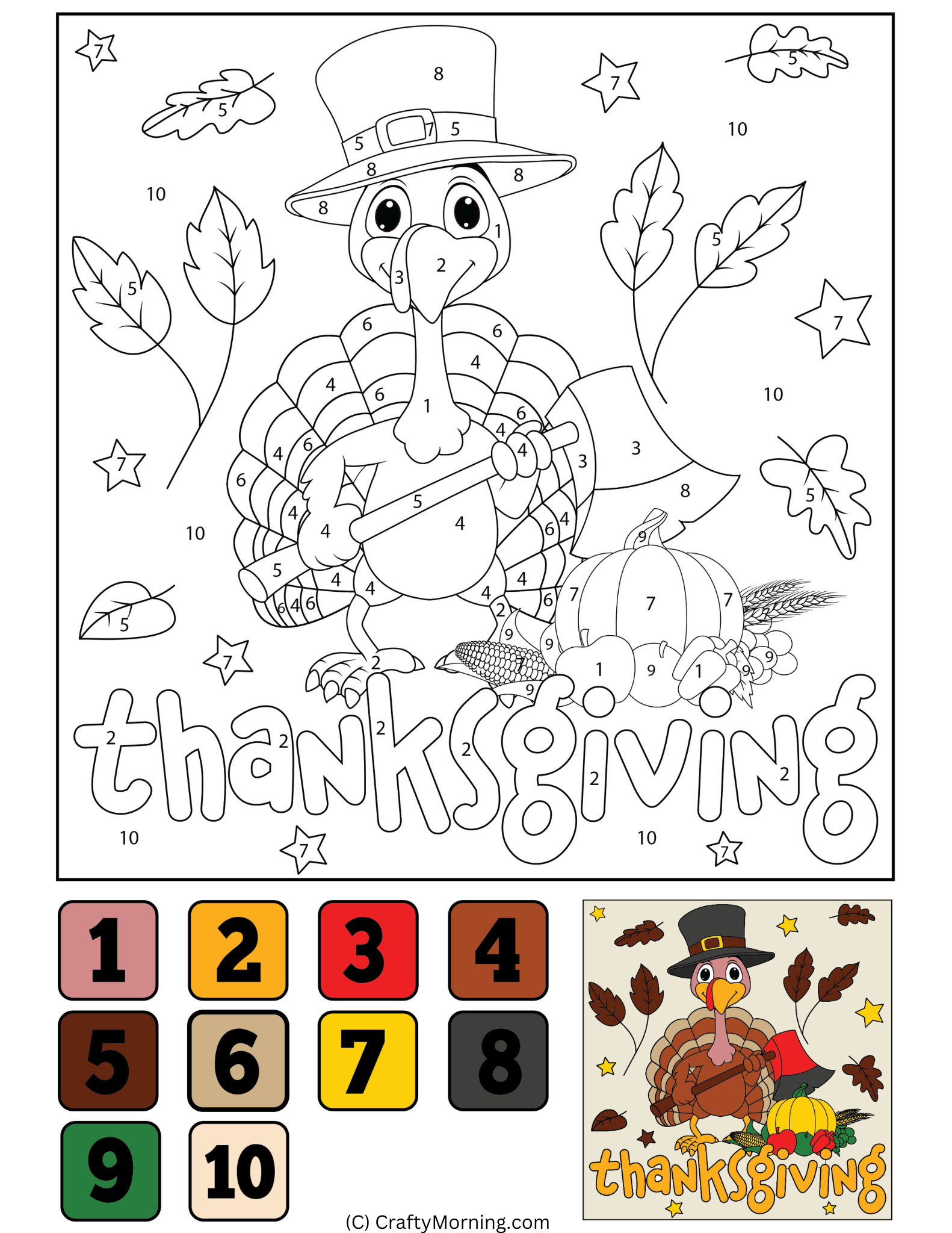 Thanksgiving Color By Number Free Printables Crafty Morning