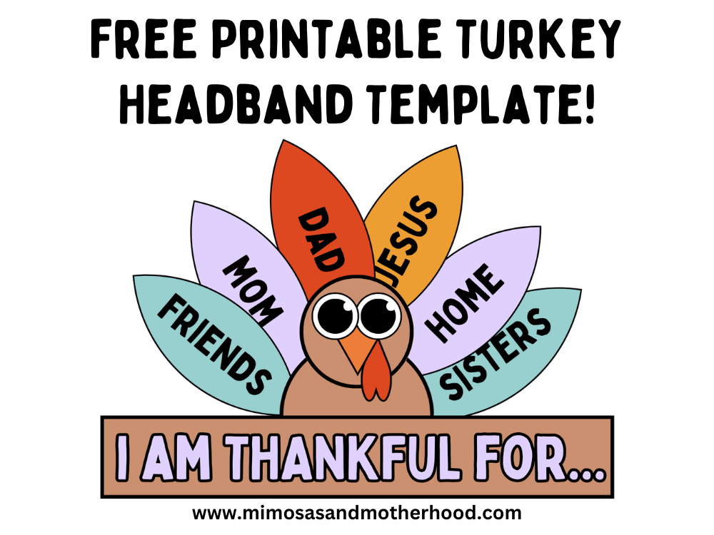 Thanksgiving I Am Thankful Turkey Headband Craft Free Printable 
