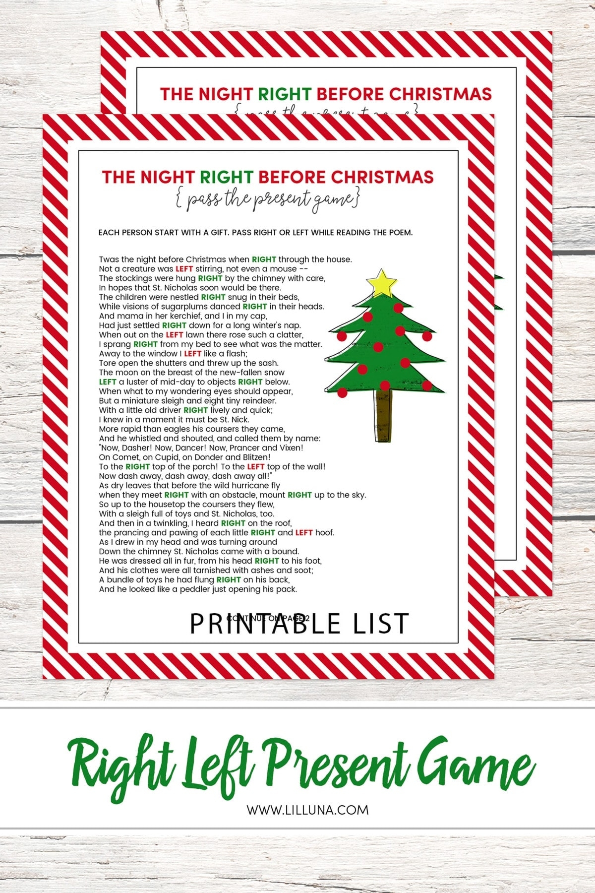 The Left Right Christmas Game With Story Print Lil 39 Luna