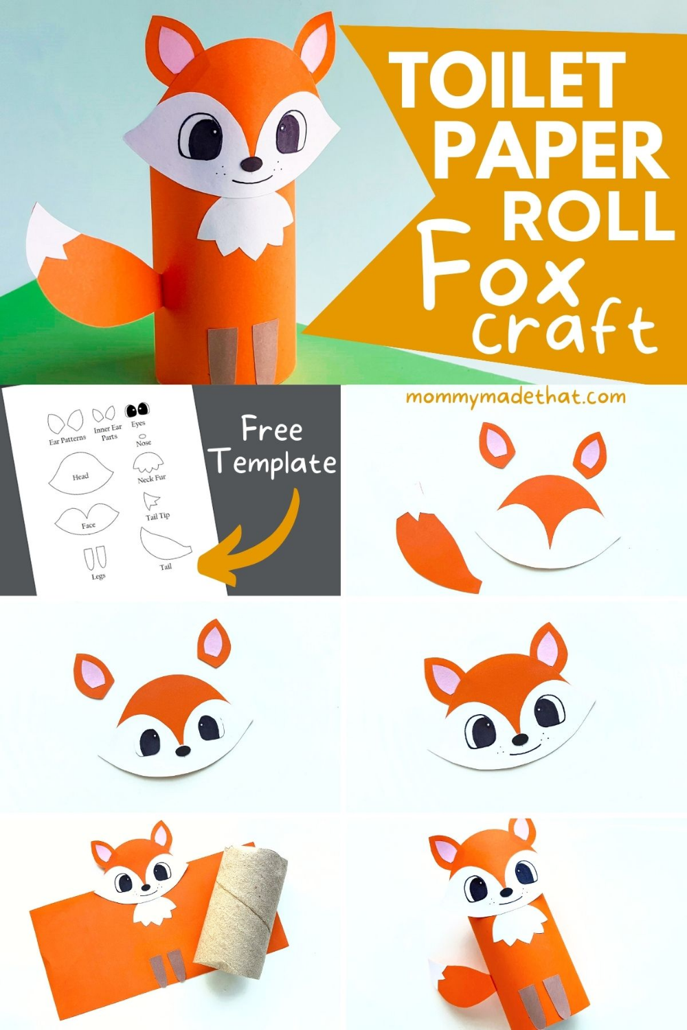 Toilet Paper Roll Fox Craft Free Printable Template Fox Crafts 