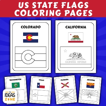 US State Flags Coloring Pages All 50 States By The Ideas Zone TPT
