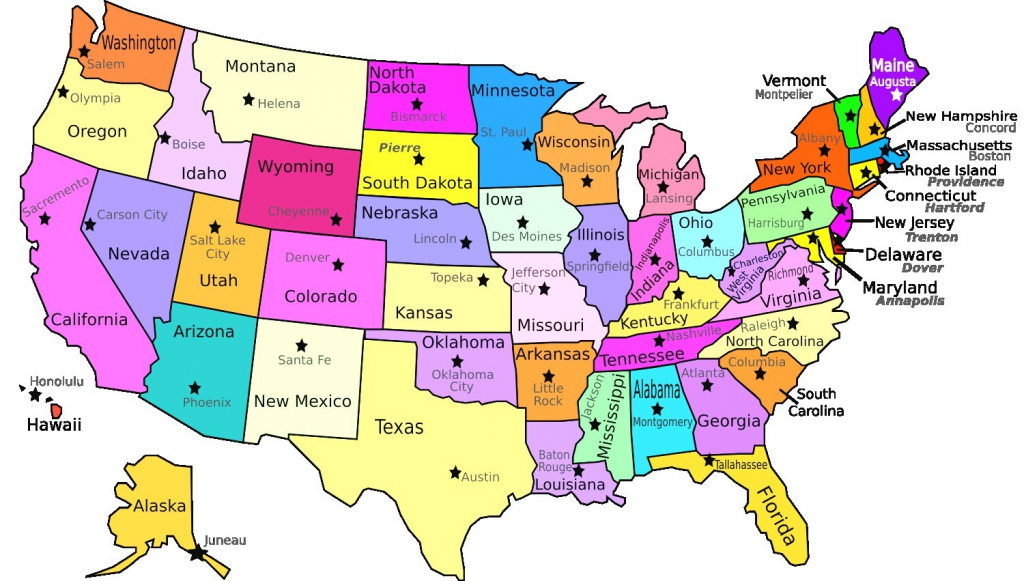 Free Printable United States Map With Capitals