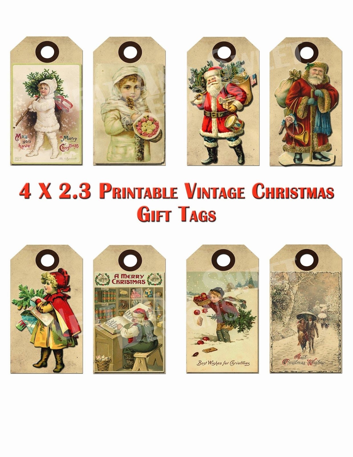 Vintage Christmas Tags Printable