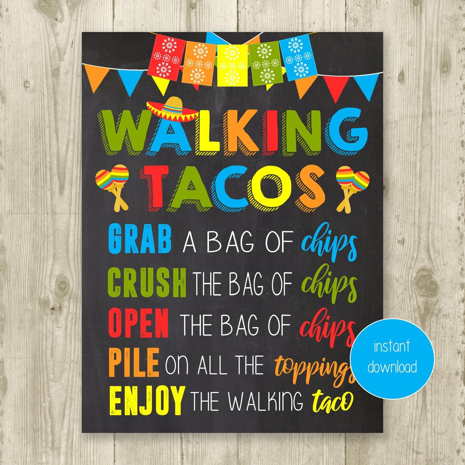 Walking Taco Bar Sign Free Printable