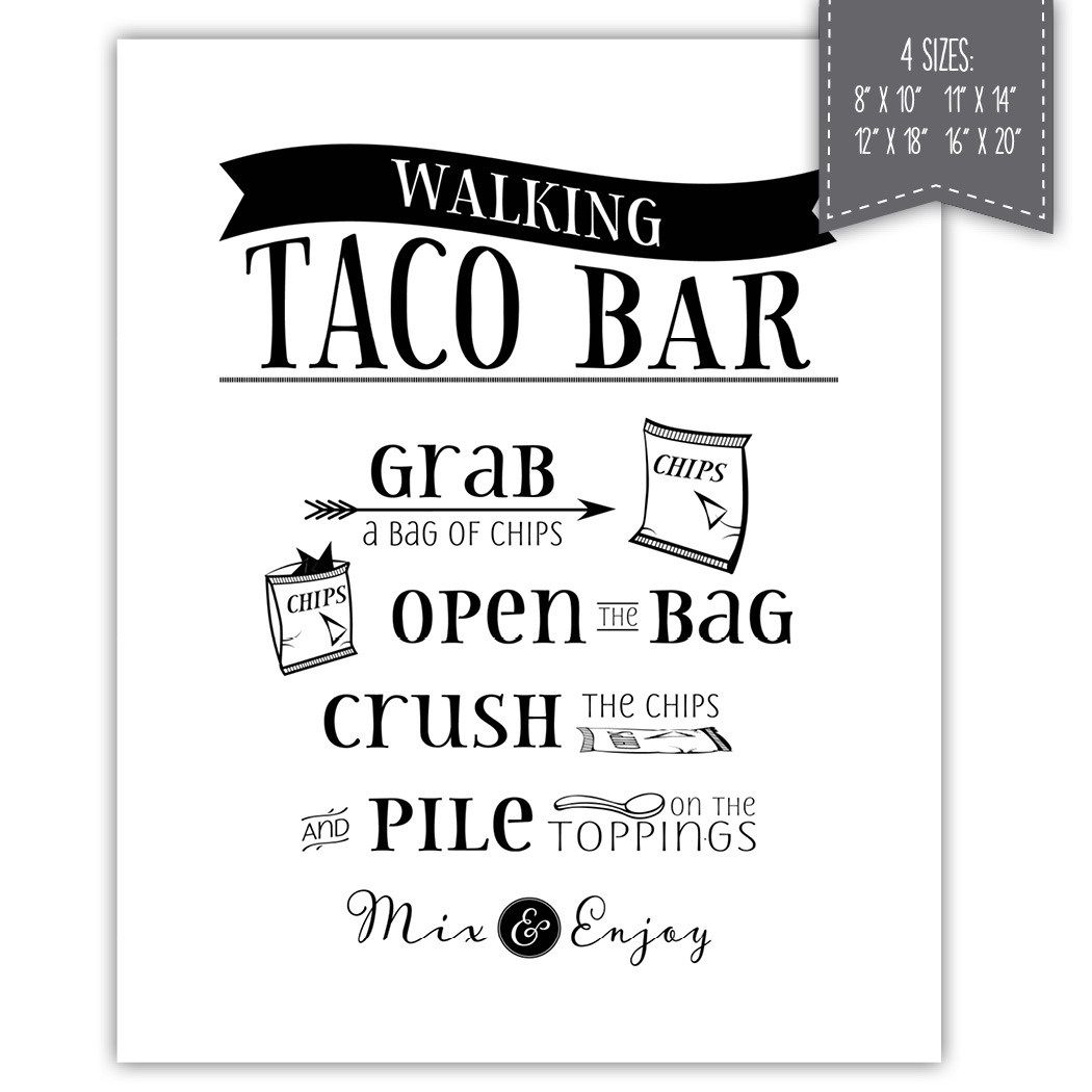 Walking Taco Bar Sign SKU 526 S1 Walking Taco Bar Walking Tacos 