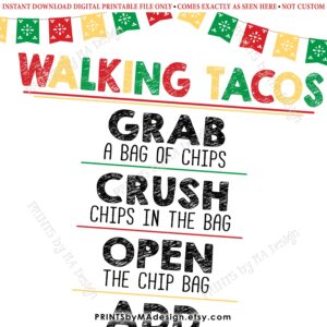 Walking Tacos Sign Taco Bar Sign Cinco De Mayo Fiesta PRINTABLE 8x10