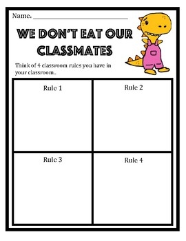 We Don 39 t Eat Our Classmates Writing Activity Pack By Chrissy 39 s Classroom