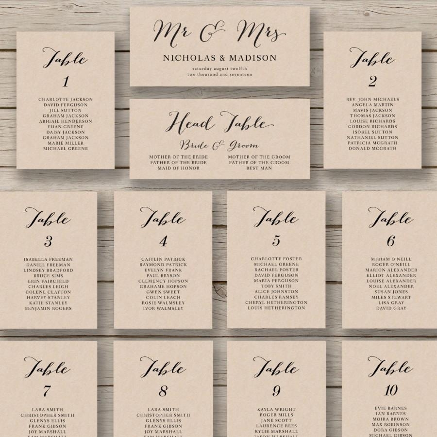 Wedding Seating Chart Free Template