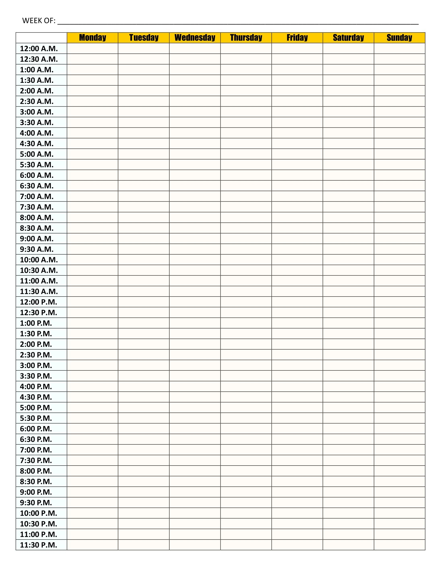 Weekly Calendar With Time Slots 13 Free PDF Printables Printablee