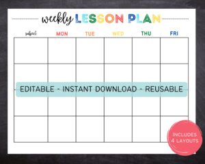 Weekly Lesson Planning Template Editable And Customizable Lesson Plan