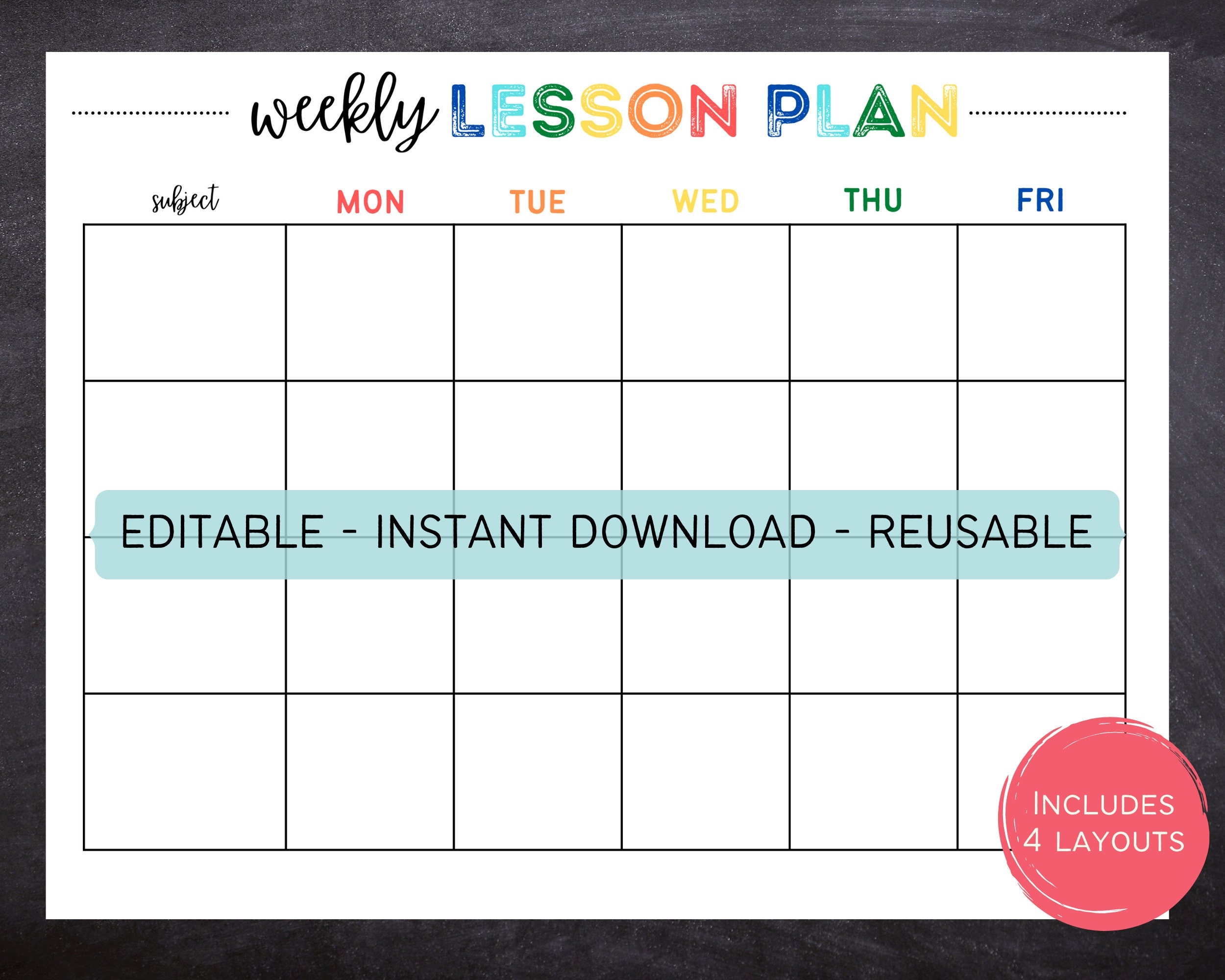 Weekly Lesson Planning Template Editable And Customizable Lesson Plan 