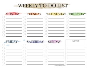 Weekly To Do List Free Printable Ambassade mauritanie rabat