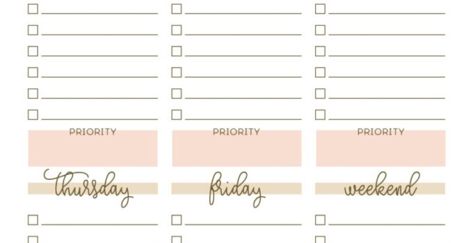 Weekly To Do List Printable Free