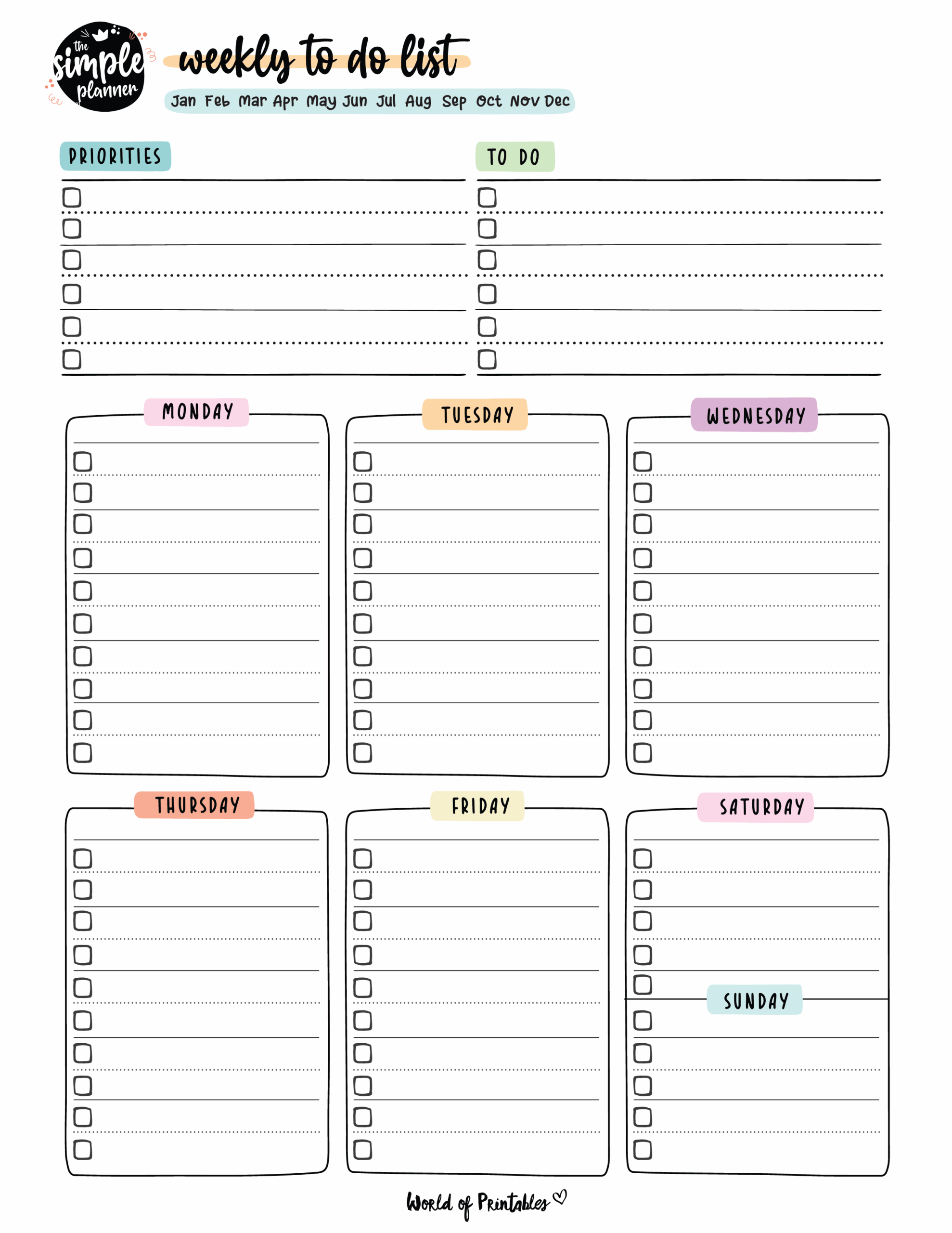 Weekly To Do List Printable Free