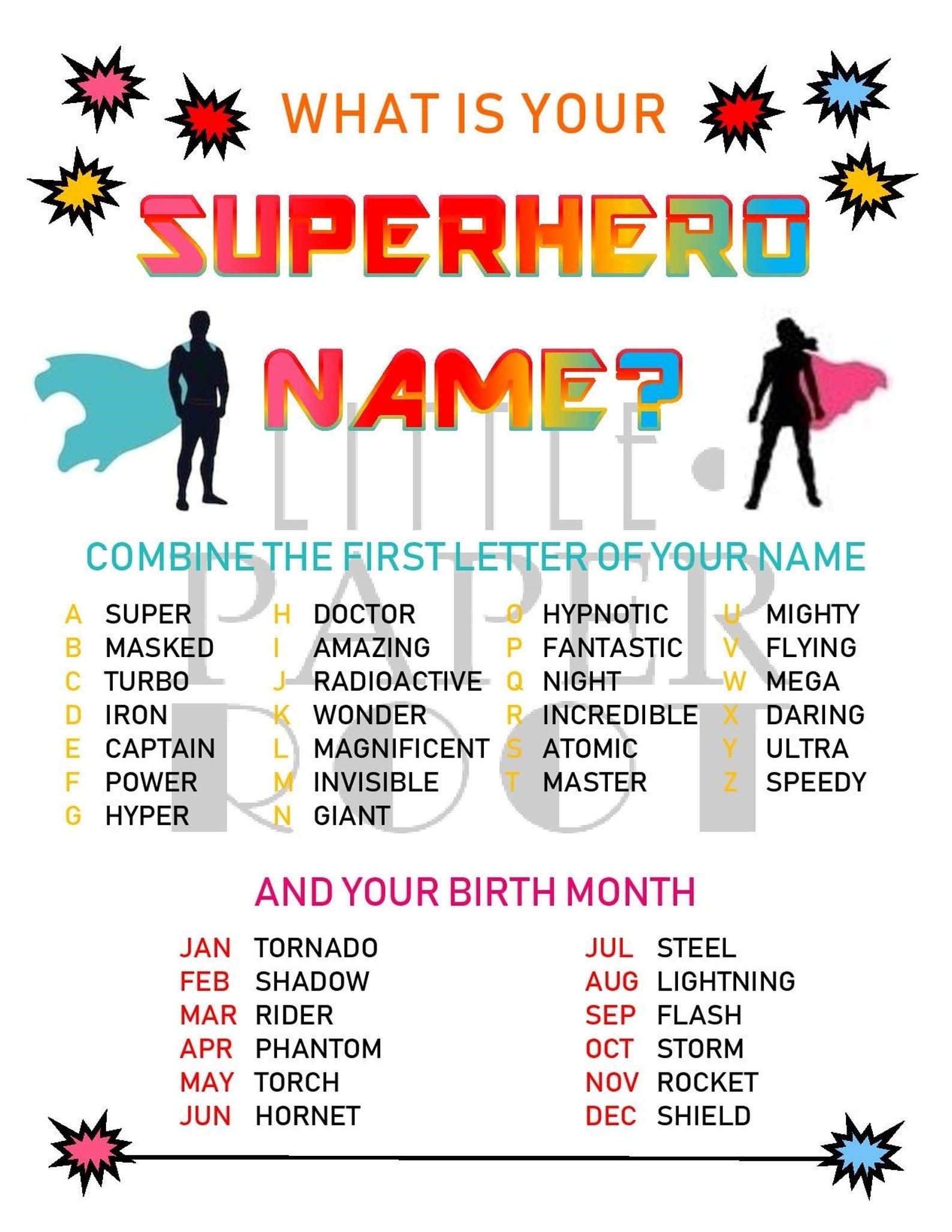 What Is Your Superhero Name Birthday Party Modern Kid Toddler 