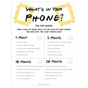 Whats In Your Phone Game Bridal Whats In Your Phone Printable Bridal