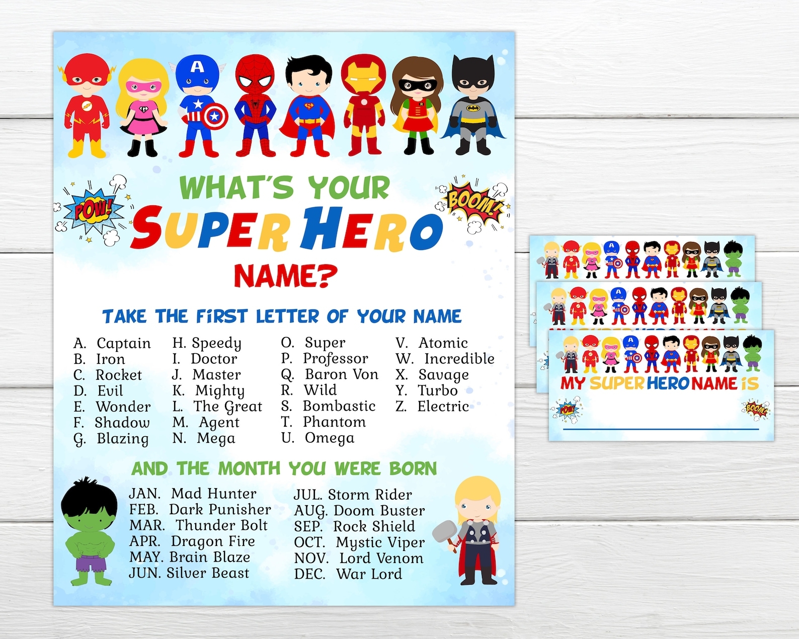 What'S Your Superhero Name Free Printable