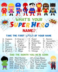 Whats Your Superhero Name INSTANT DOWNLOAD Instant Printable Etsy