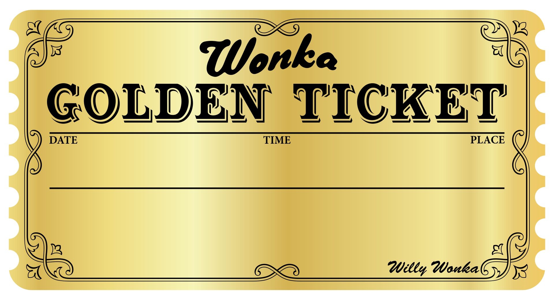 Wonka Bar Golden Ticket Template