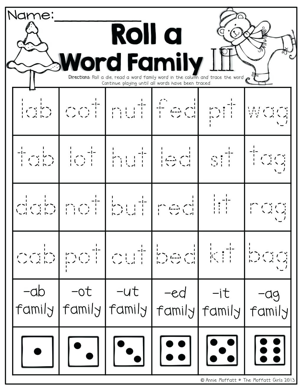 Free Printable At Word Family Worksheets
