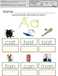 Worksheet For Autistic Students
